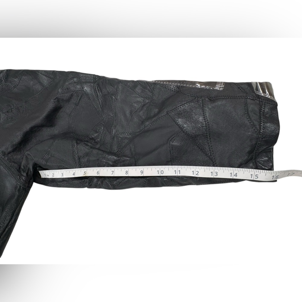 Women's Black Leather Jacket - Picture 8 of 9